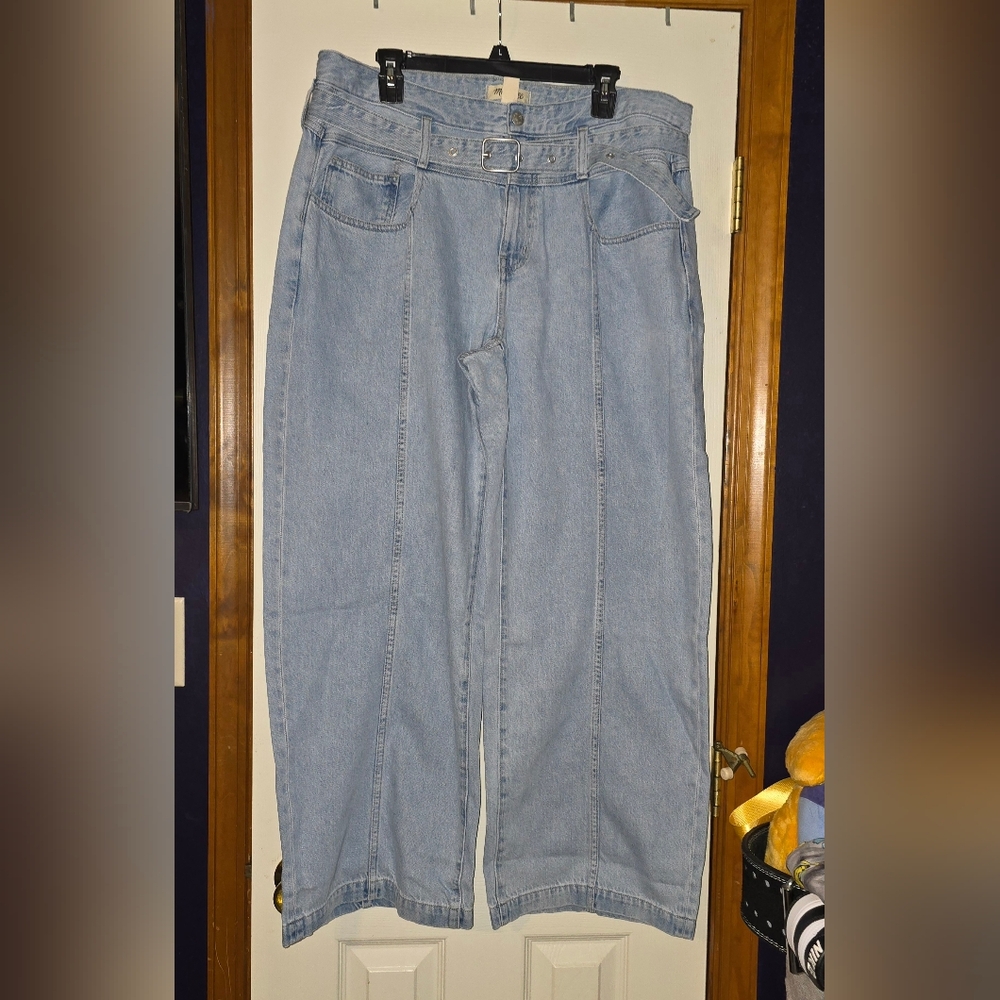 Madewell Belted Wide Leg Jeans – Size 14W Boho Trendy Chic